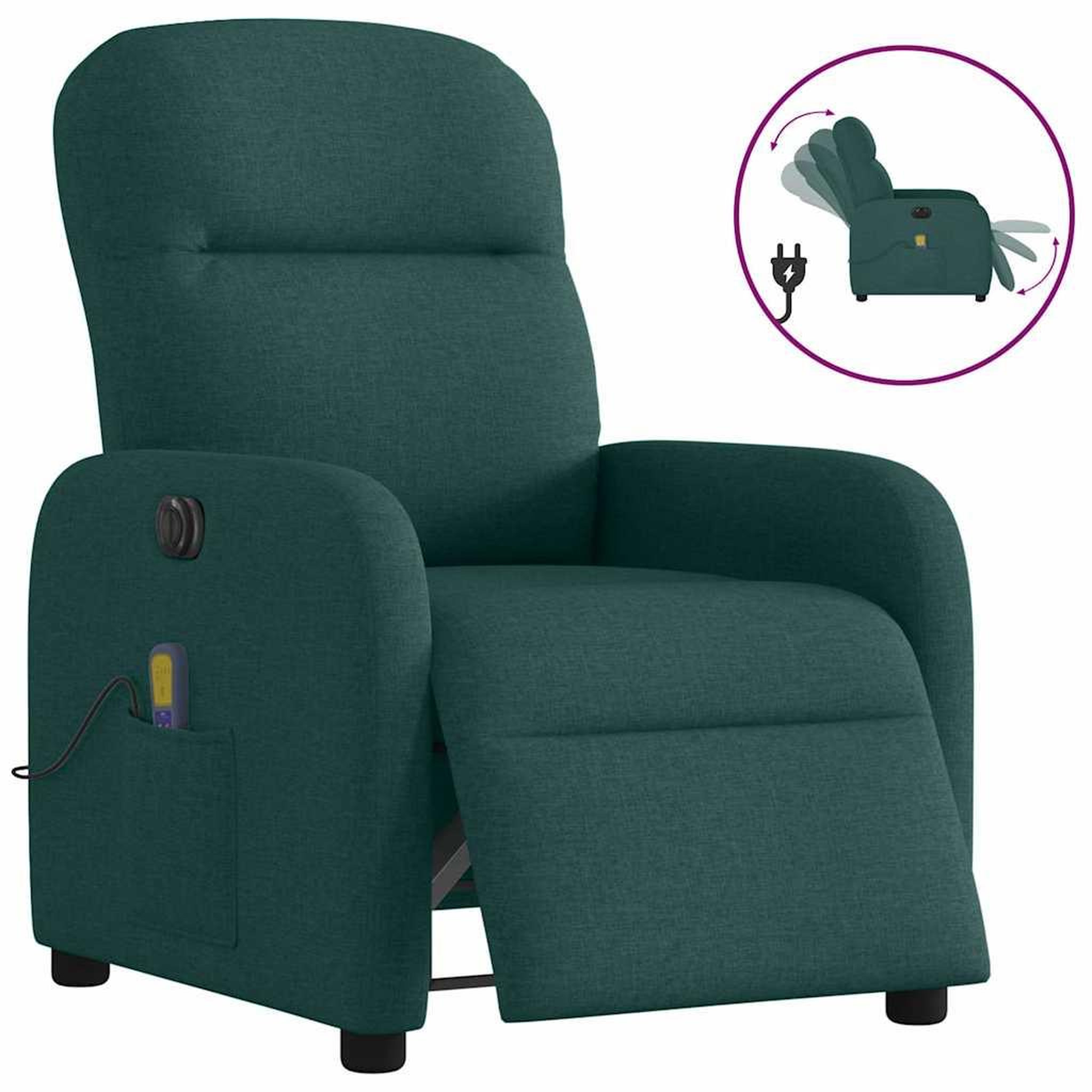 Voir la diapositive 1 : VIDAXL Fauteuil de massage inclinable electrique Vert fonce Tissu