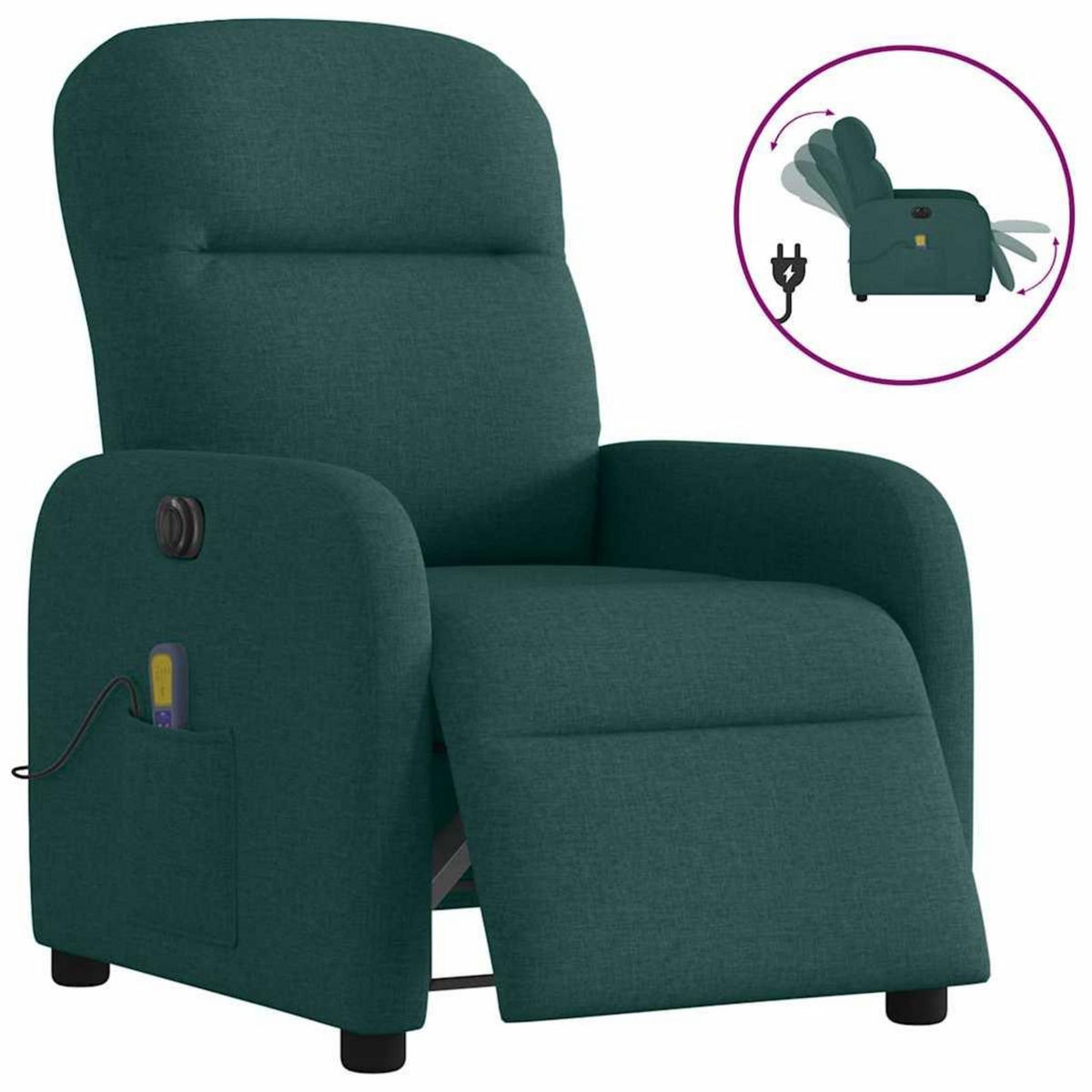 VIDAXL Fauteuil de massage inclinable electrique Vert fonce Tissu