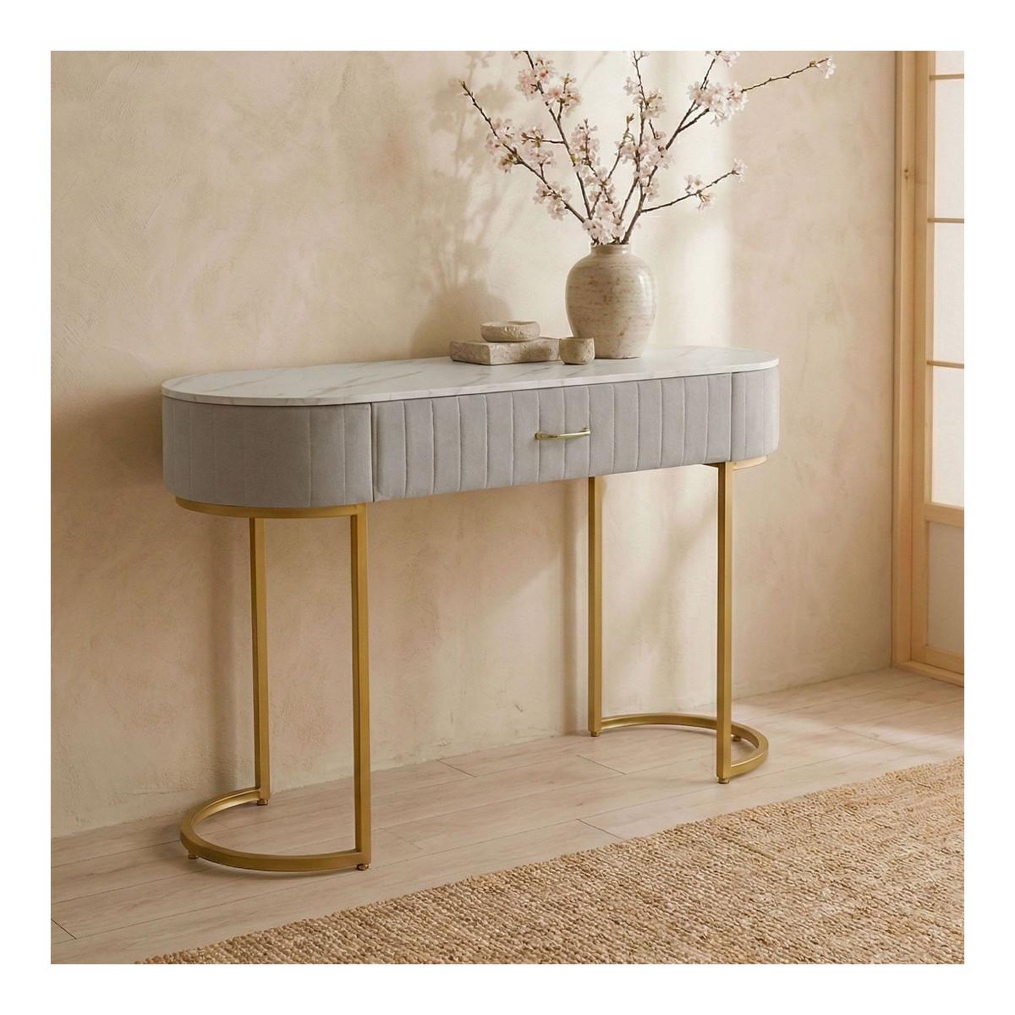 Voir la diapositive 6 : Paris Prix Coiffeuse design 1 tiroir  lomape  120cm taupe