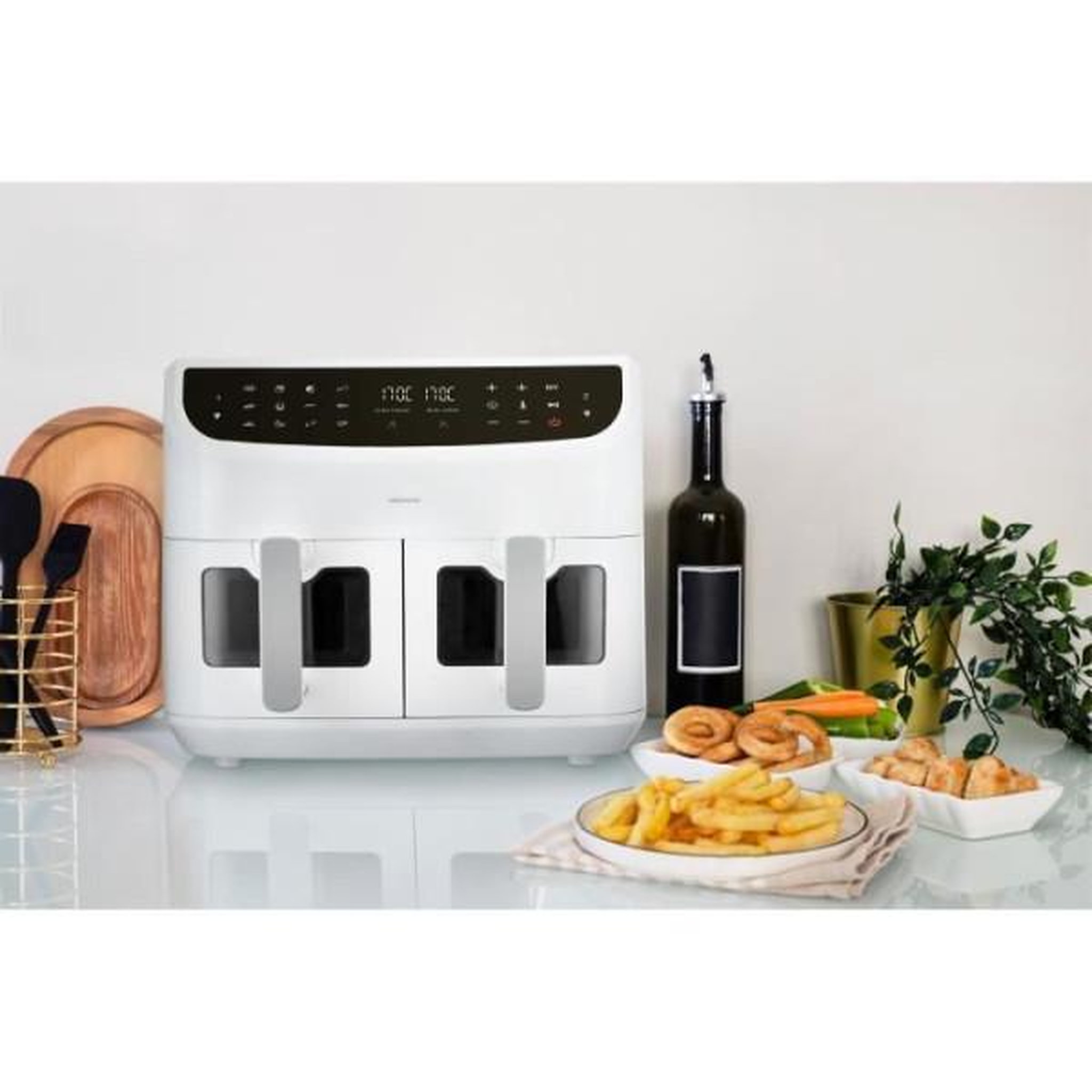 Voir la diapositive 5 : Medion Friteuse electrique  a air chaud - medion - p20 xxl twin - 2600 w - 2 paniers - 9 programmes - blanc