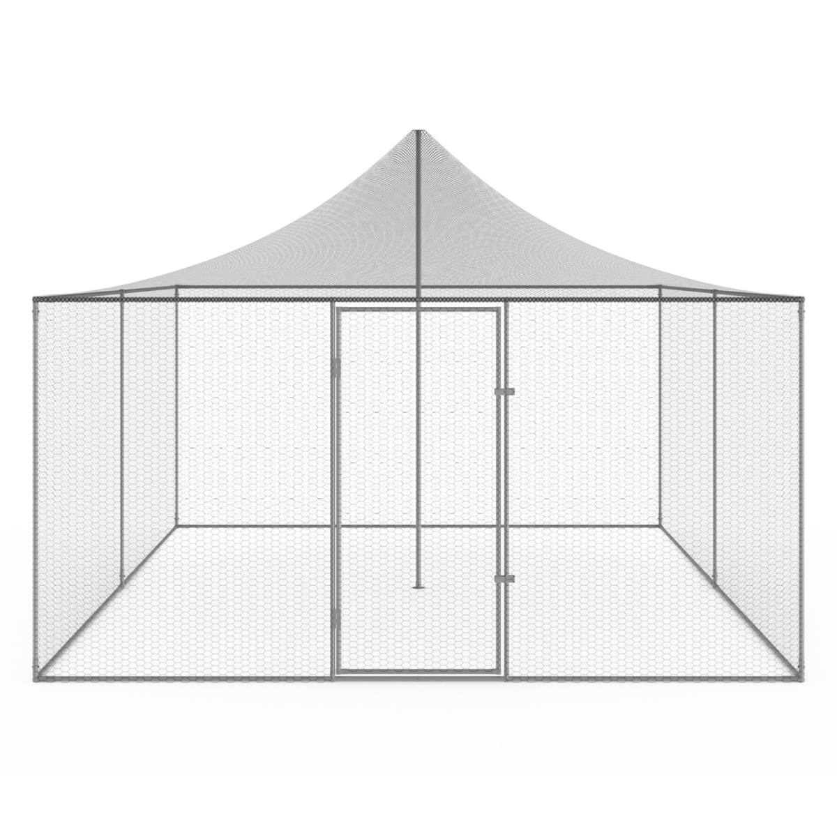 ID MARKET Volière 12m² enclos poulailler 3x4M parc grillagé toit filet acier galvanisé