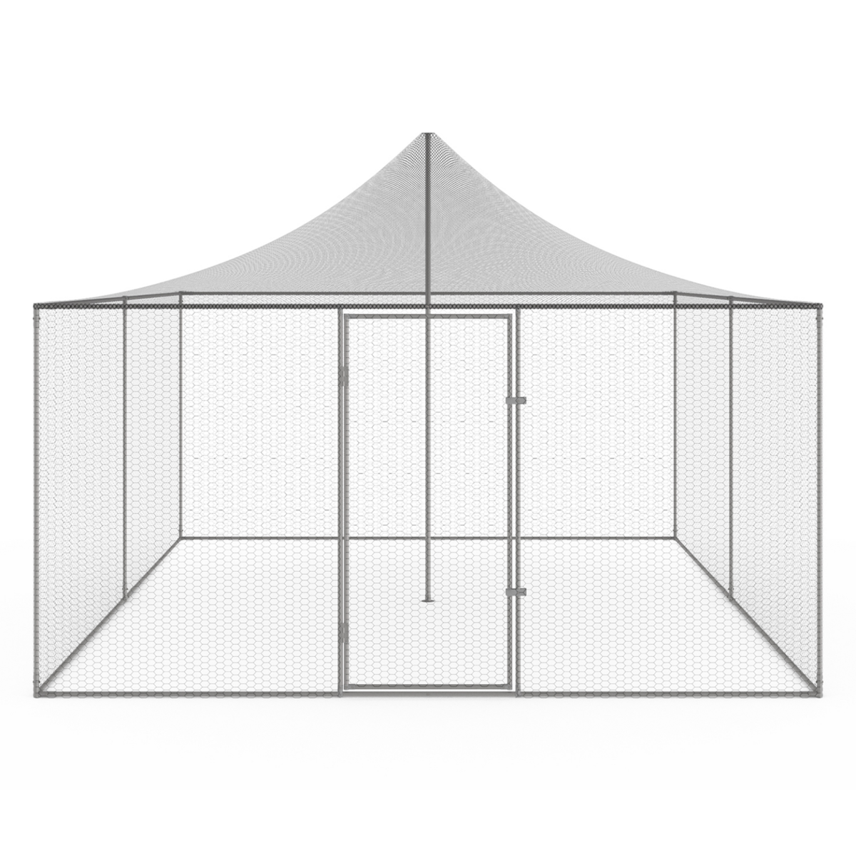 ID MARKET Volière 12m² enclos poulailler 3x4M parc grillagé toit filet acier galvanisé