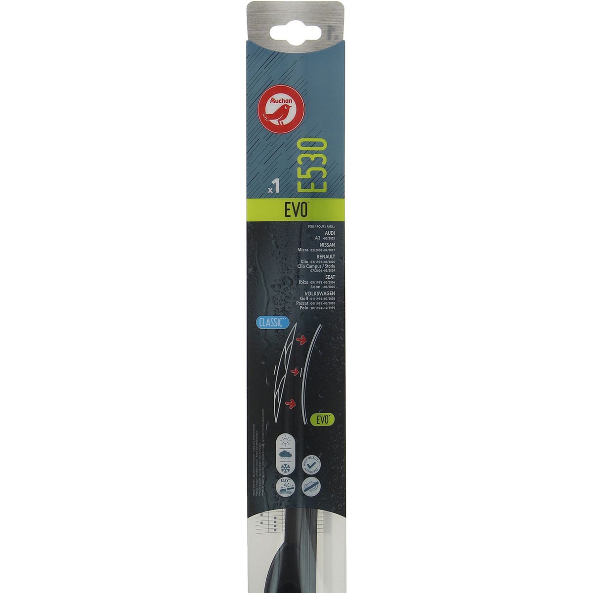 AUCHAN Balai d'essuie-glace EVO E530 53cm pour AUDI NISSAN RENAULT SEAT VOLKSWAGEN
