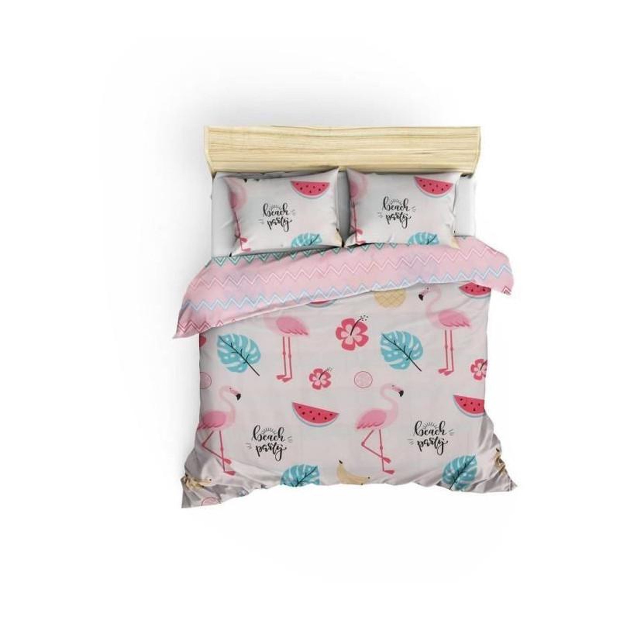 Voir la diapositive 2 : GENERIQUE Parure de lit - 1 housse de couette 220 x 240 cm + 2 taies d'oreiller 60 x 60 cm - 65% coton, 35% polyester - Blanc