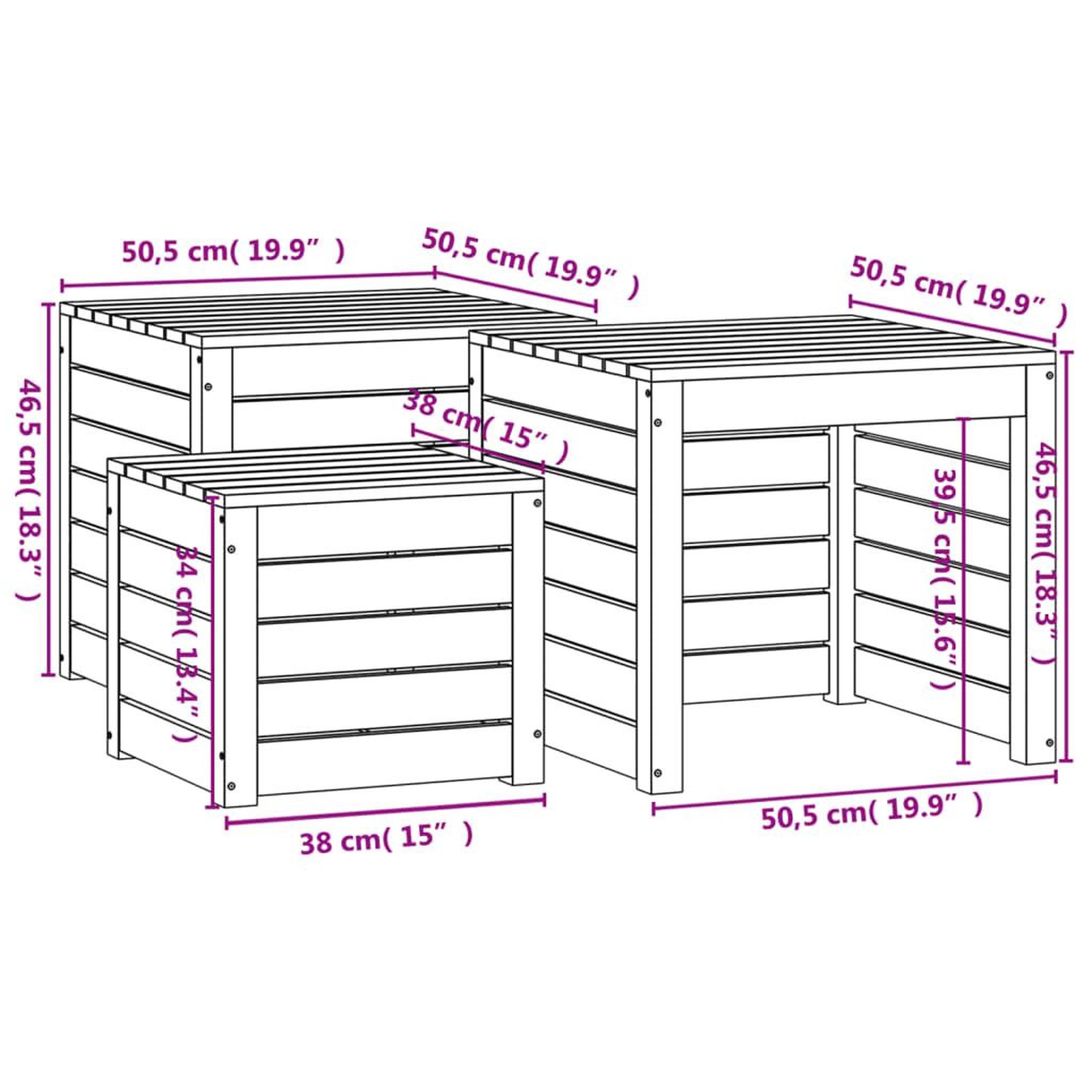 Voir la diapositive 6 : VIDAXL Ensemble de boîtes de jardin 3 pcs blanc bois de pin massif