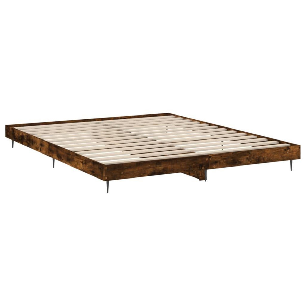 VIDAXL Cadre de lit sans matelas chene fume 200x200 cm bois ingenierie