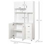 Voir la diapositive 3 : HOMCOM HOMCOM Armoire de cuisine multi-rangements 4 portes 3 tiroirs étagère + grand plateau 100L x 39l x 183H cm MDF blanc
