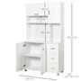 Voir la diapositive 3 : HOMCOM HOMCOM Armoire de cuisine multi-rangements 4 portes 3 tiroirs étagère + grand plateau 100L x 39l x 183H cm MDF blanc