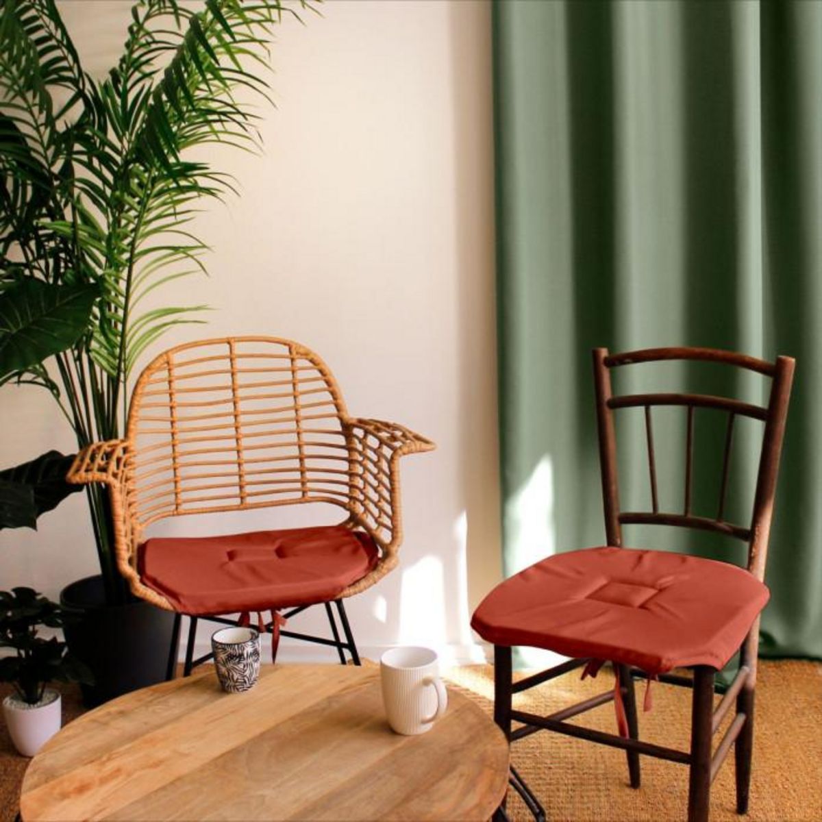 Paris Prix Galette de Chaise Uni  Basic  40x40cm Terracotta