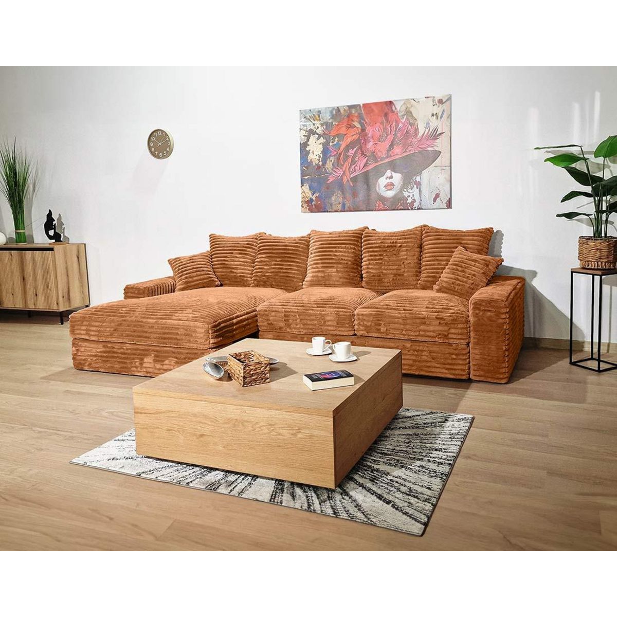 LISA DESIGN Andy - canapé d'angle gauche 5 places en fausse fourrure côtelée