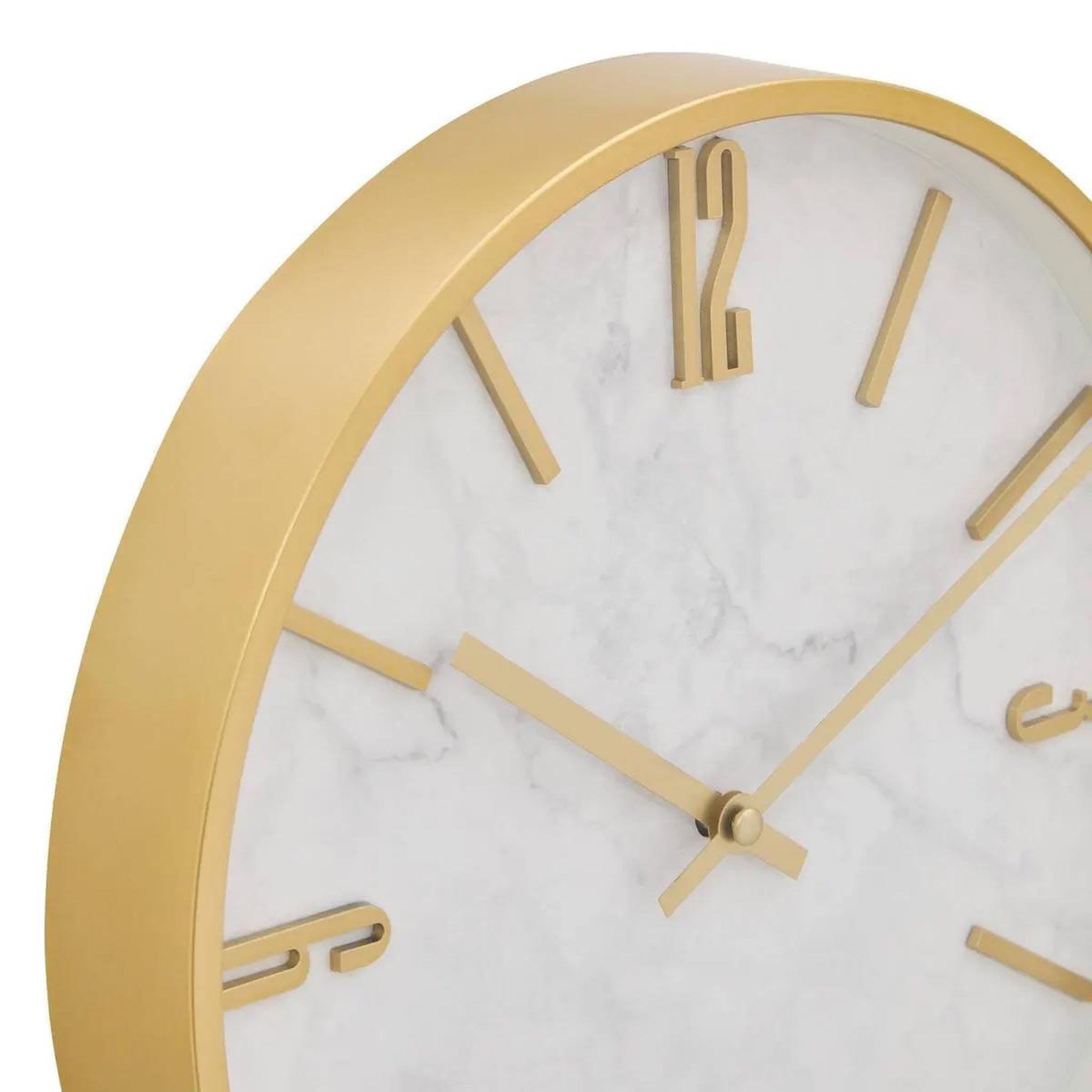 Voir la diapositive 2 : ATMOSPHERA Horloge murale effet marbre  nathalie  29cm doré