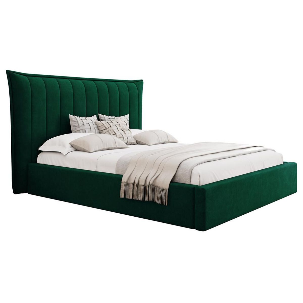 BEST MOBILIER Esmee - lit coffre - 160x200 cm - en velours - sommier inclus