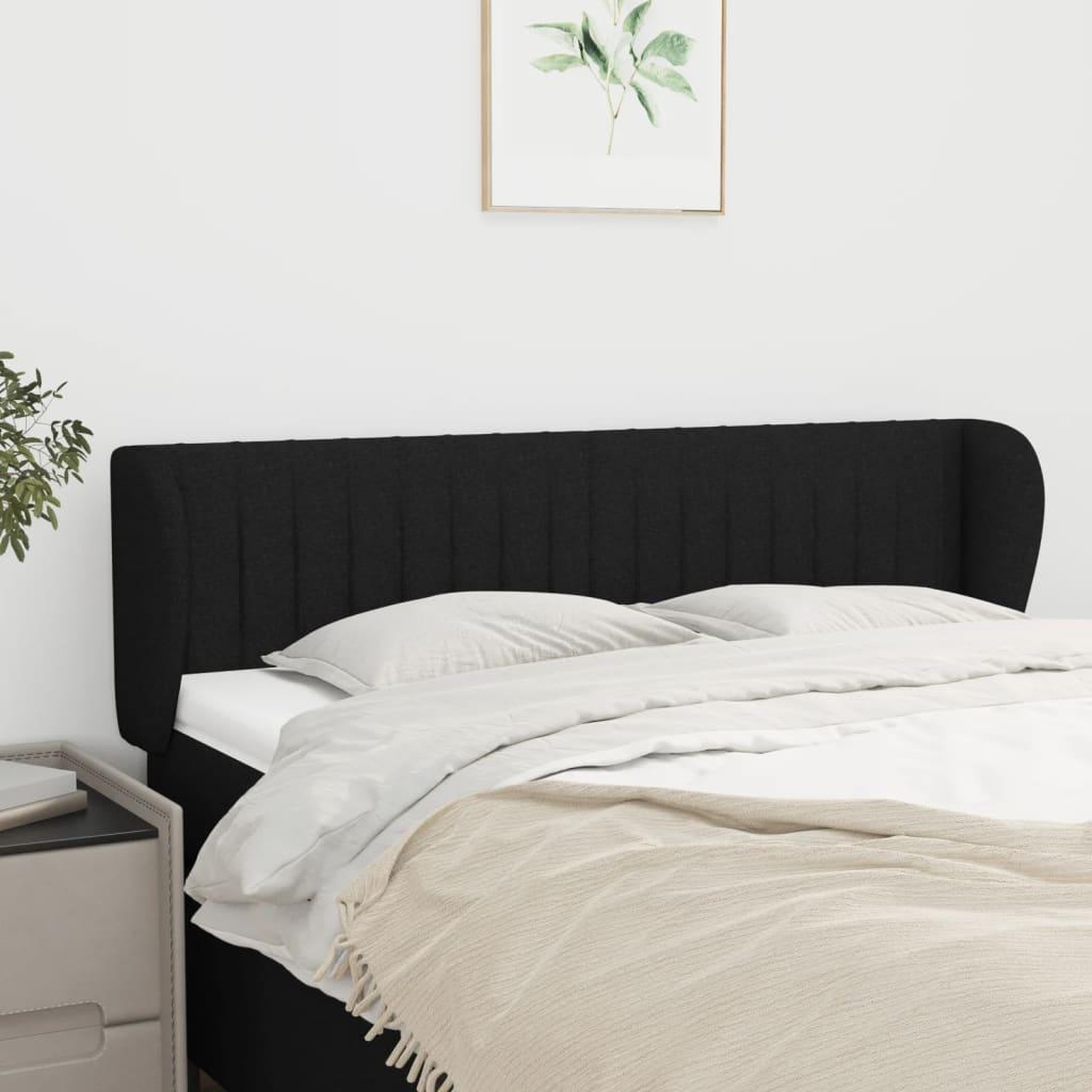 Voir la diapositive 1 : VIDAXL Tete de lit avec oreilles Noir 147x23x78/88 cm Tissu