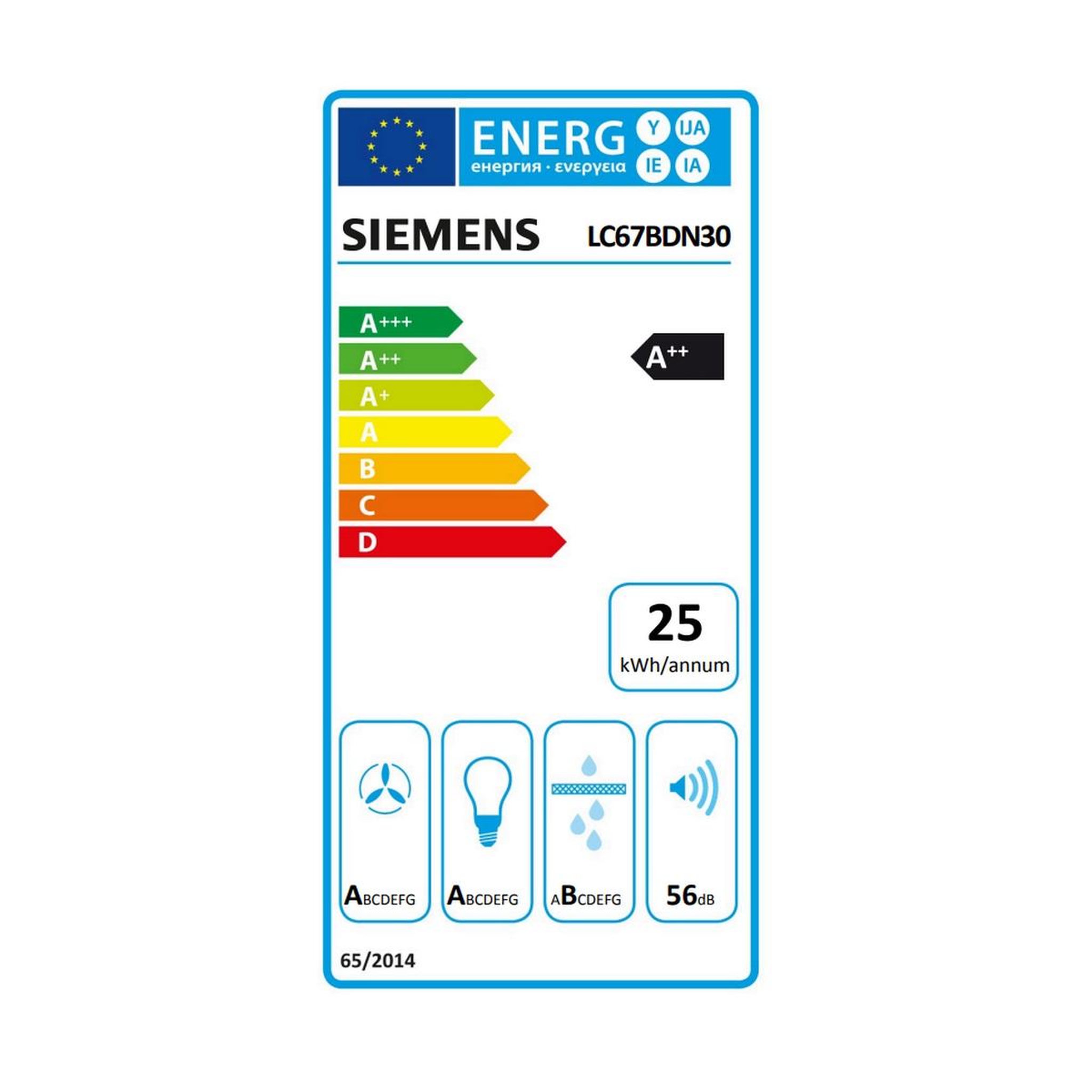 Voir la diapositive 2 : Siemens Hotte décorative murale 60cm 699 m3/h inox - lc67bdn30