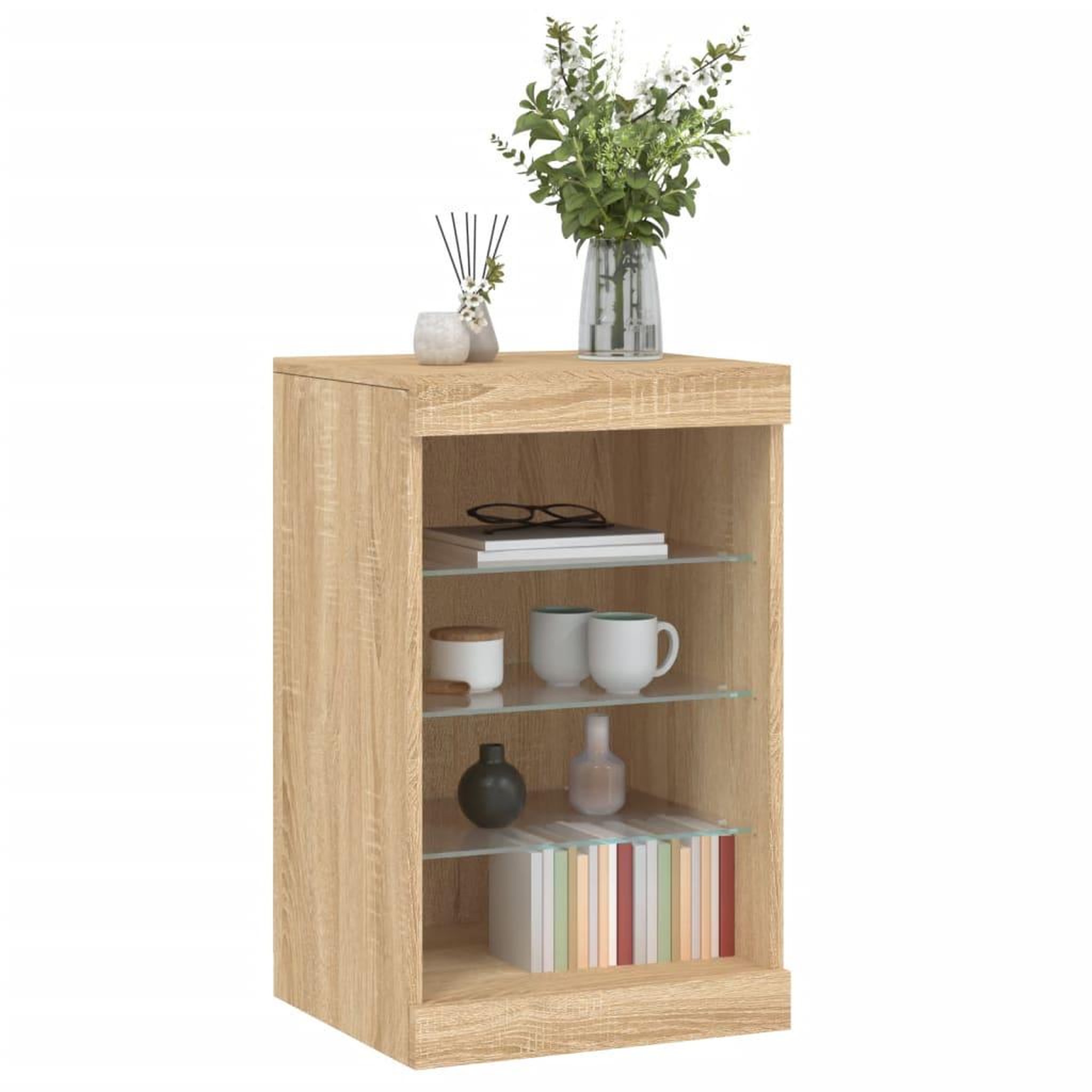 Voir la diapositive 5 : VIDAXL Buffet avec lumieres LED chene sonoma 41x37x67 cm