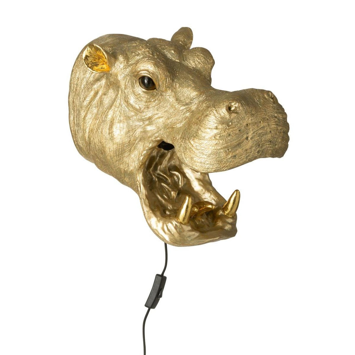 Paris Prix Applique Murale en Résine  Hippopotame  35cm Doré