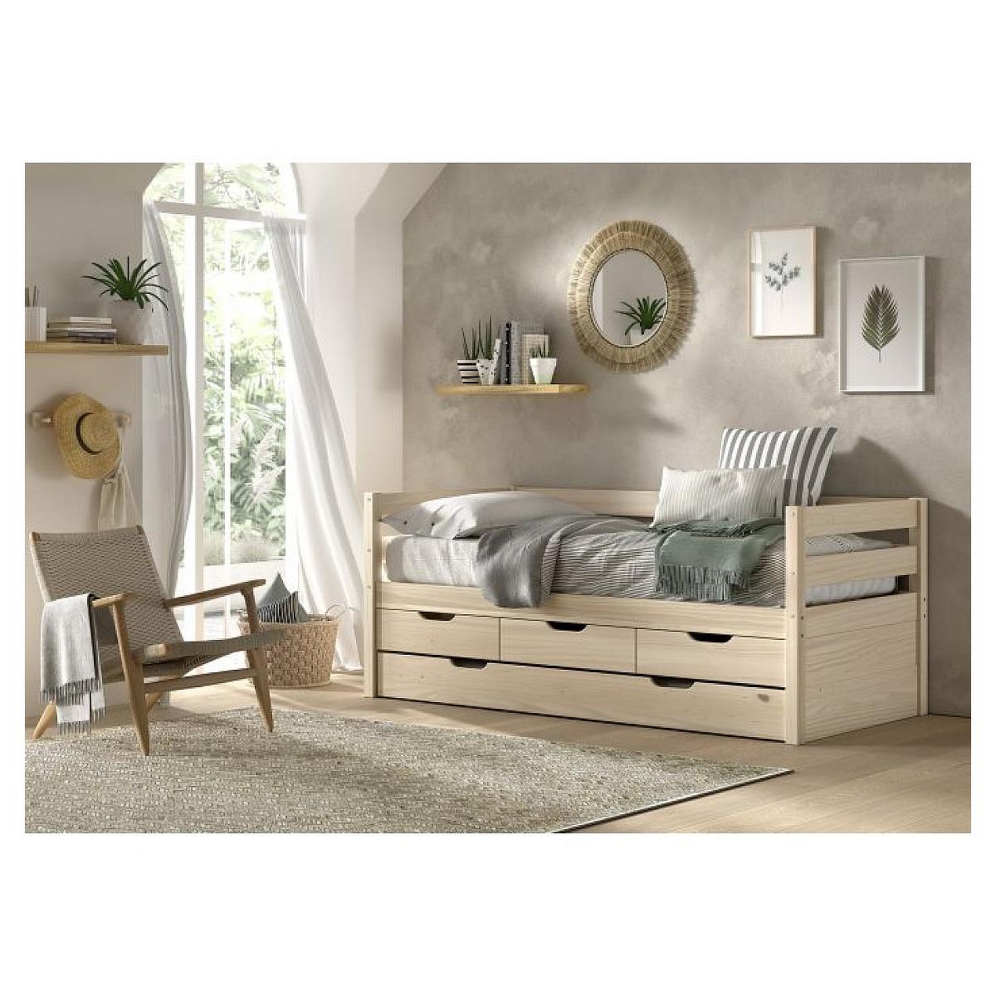 Voir la diapositive 3 : Vipack Lit capitaine margrit 90x200 avec rangements – vipack