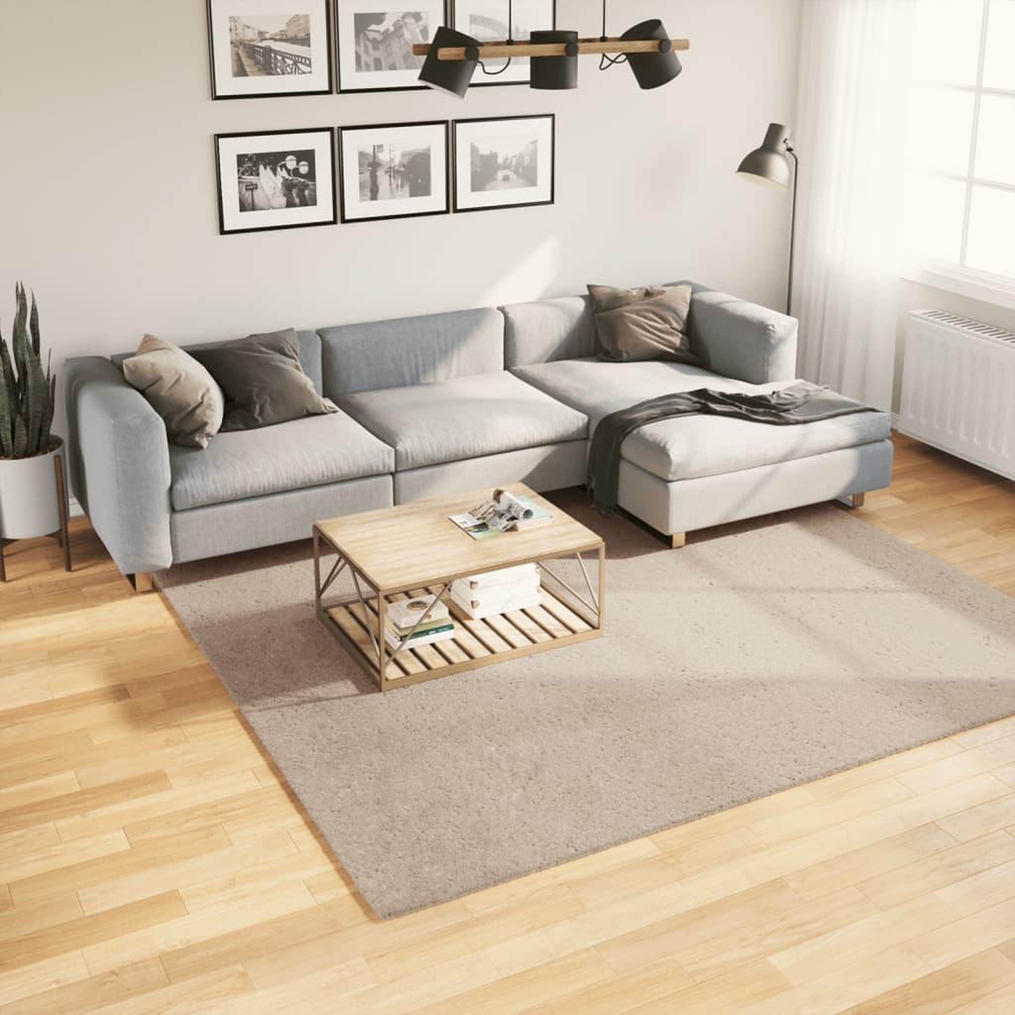 VIDAXL Tapis HUARTE a poils courts doux et lavable sable 240x240 cm