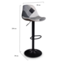Voir la diapositive 6 : ID MARKET Lot de 2 tabourets de bar KARL design patchworks noirs, gris et blancs pied noir
