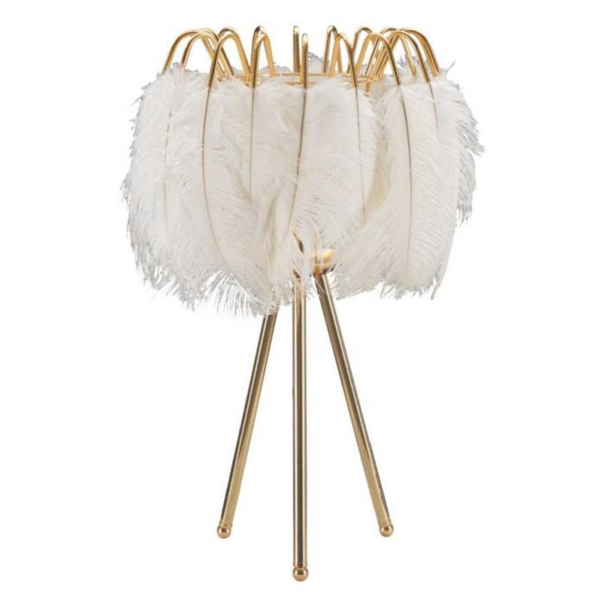 Paris Prix Lampe à Poser Imitation Plume  Stand  60cm Or & Blanc