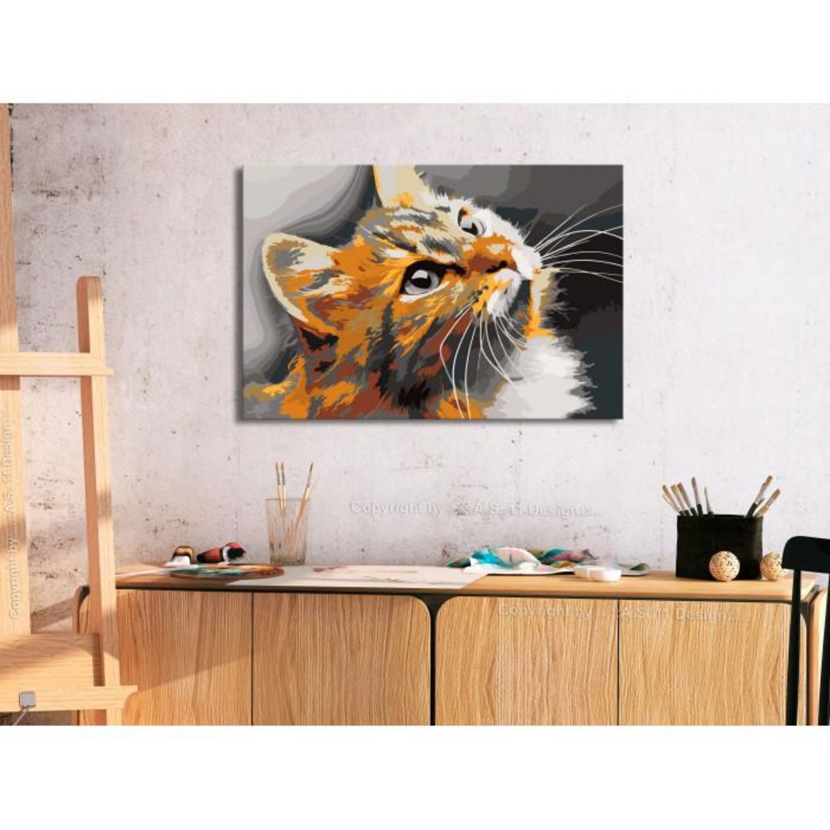 Paris Prix Tableau à Peindre Soi-Même  Chat Roux  40x60cm