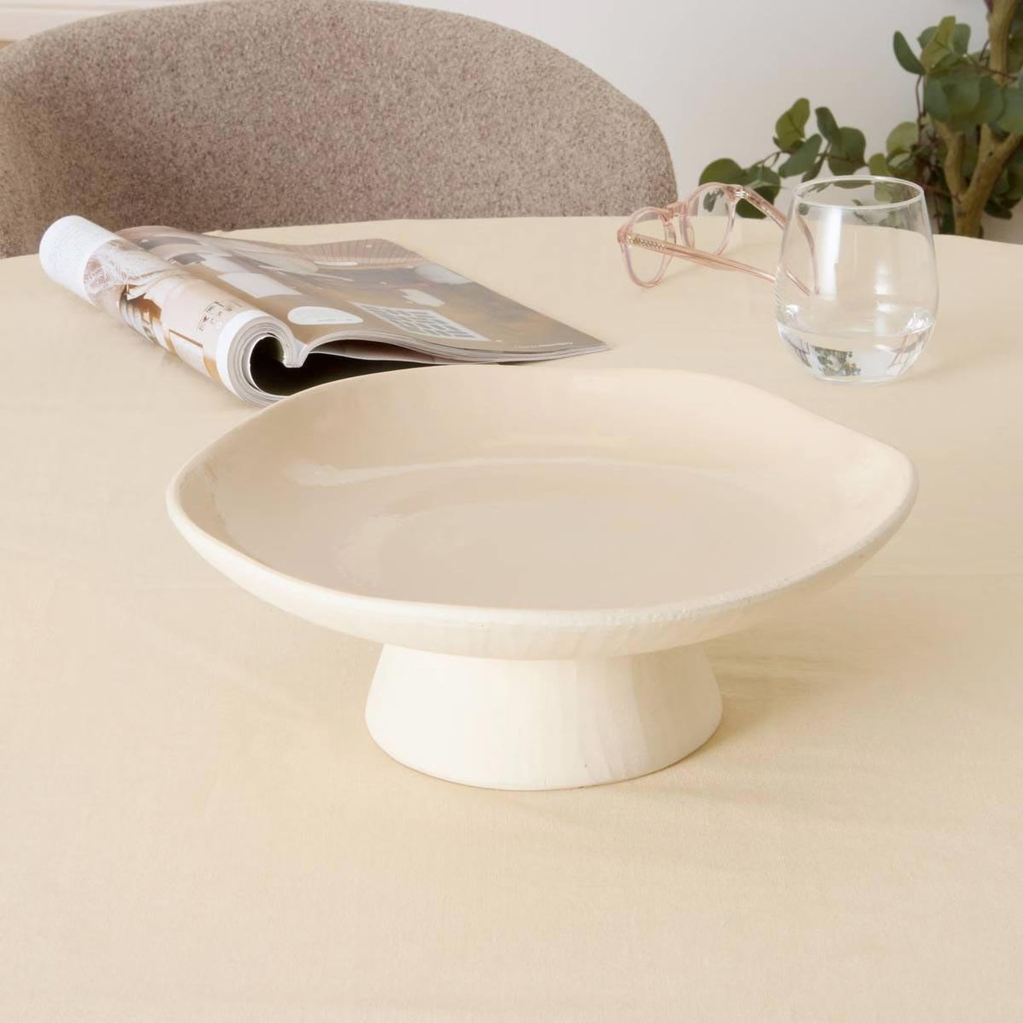 Voir la diapositive 2 : ATMOSPHERA Coupe déco en céramique  aria  28cm beige