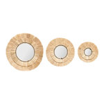 ATMOSPHERA Lot de 3 Miroirs Muraux en Raphia  Alba  40cm Beige