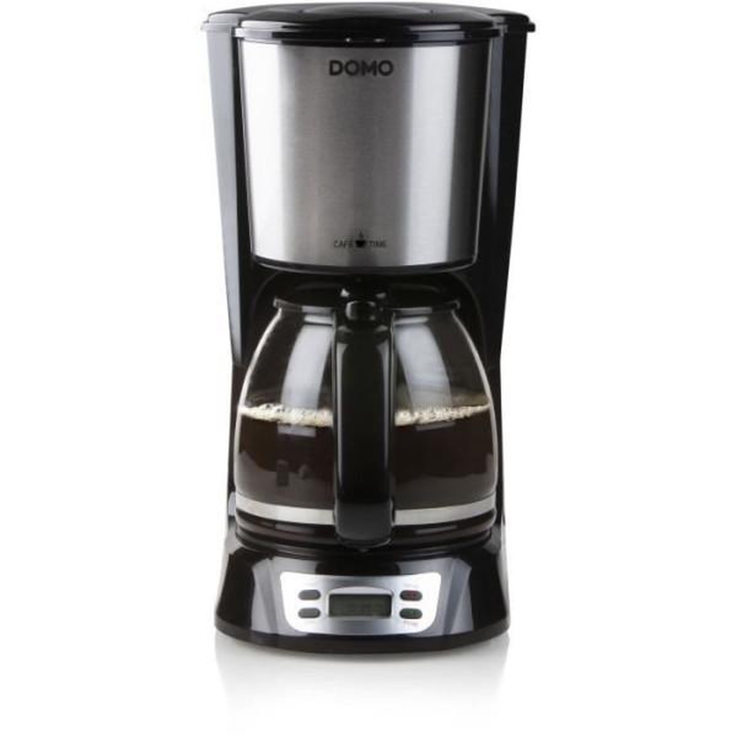 Machine a Cafe - Cafetiere Electrique  Filtre - DOMO - DO708K - 1000 W - 1,5 L - 12 tasses - Ecran LCD - Minuteur 24 h - Noir et acier inoxydable