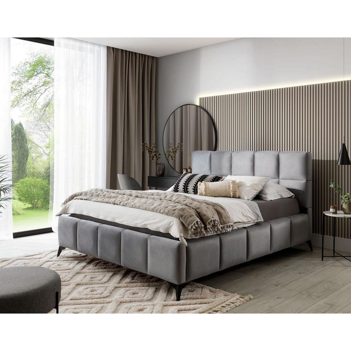 BEST MOBILIER Millie - lit coffre - 180x200 cm - sommier inclus - en velours