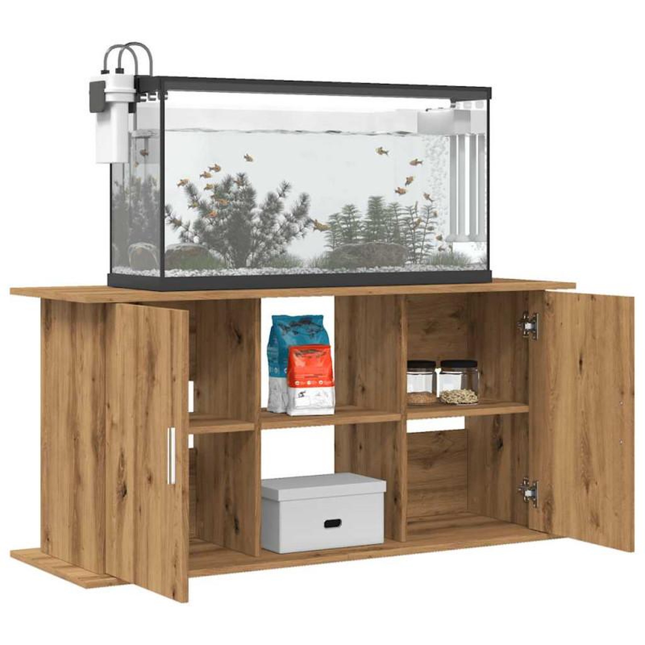 Voir la diapositive 3 : VIDAXL Support d aquarium chêne artisanal 121x41x58 cm bois ingénierie