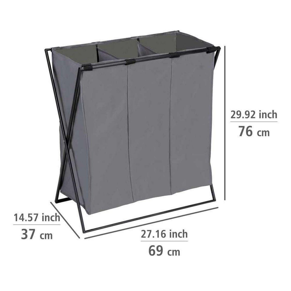 Wenko Panier à linge XL avec 3 compartiments