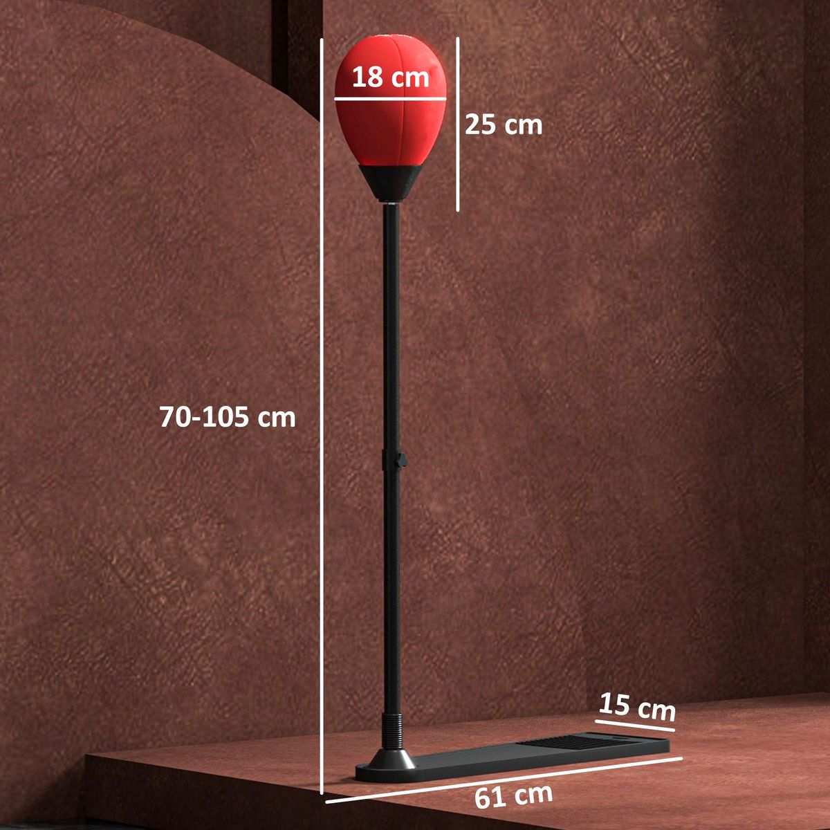 HOMCOM Punching ball autoportant hauteur réglable 70-105 cm gants pompe inclus