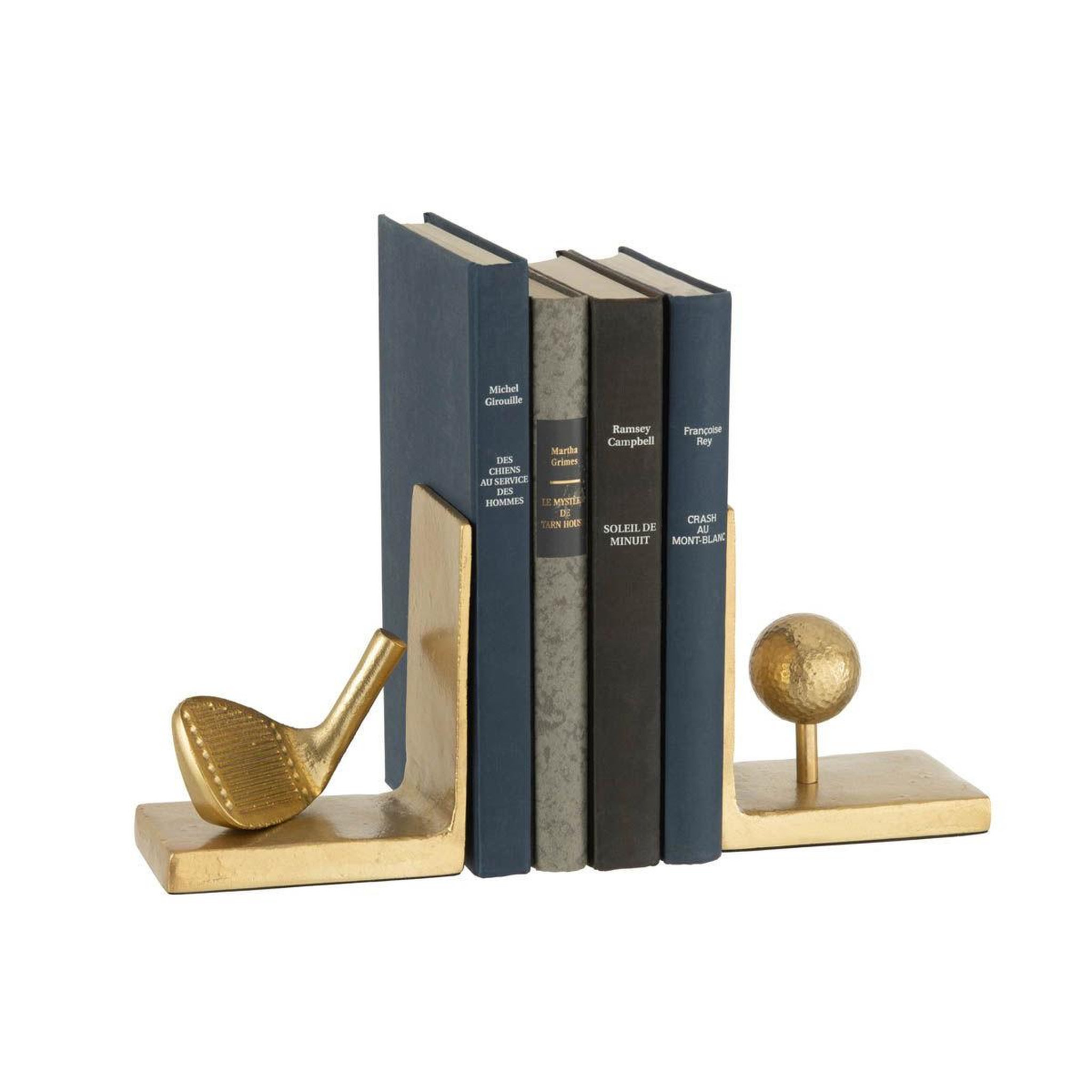 Voir la diapositive 2 : J-LINE Lot de 2 serre-livres design  golf  24cm or
