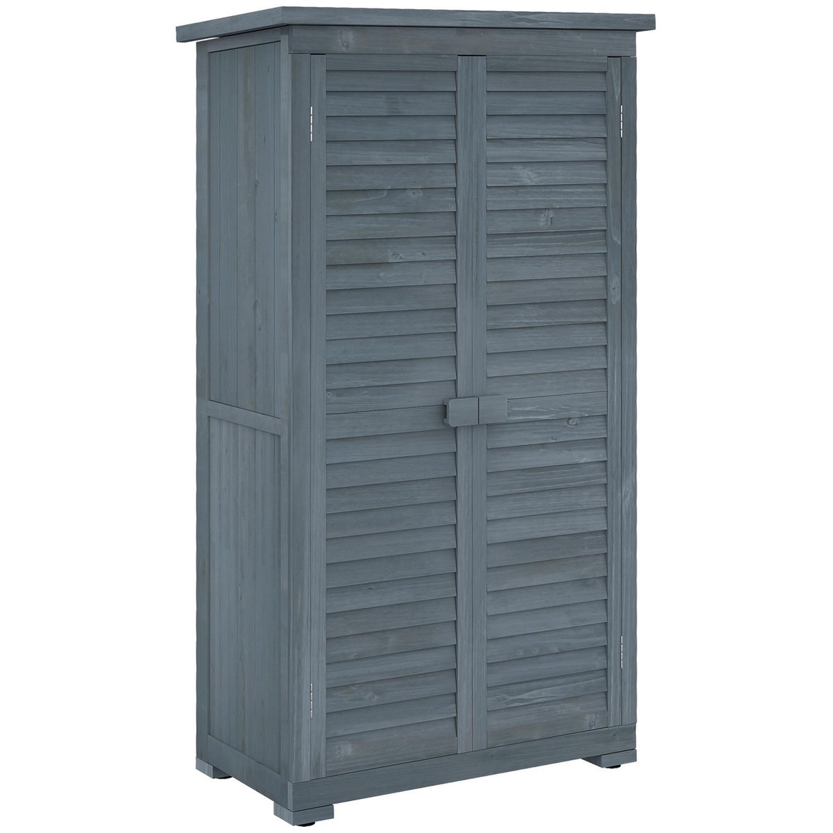 OUTSUNNY Armoire de jardin abri jardin remise pour outils sur pied 2 étagères portes persiennes toit bitumé étanche bois sapin pré-huilé gris