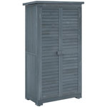 OUTSUNNY Armoire de jardin abri jardin remise pour outils sur pied 2 étagères portes persiennes toit bitumé étanche bois sapin pré-huilé gris