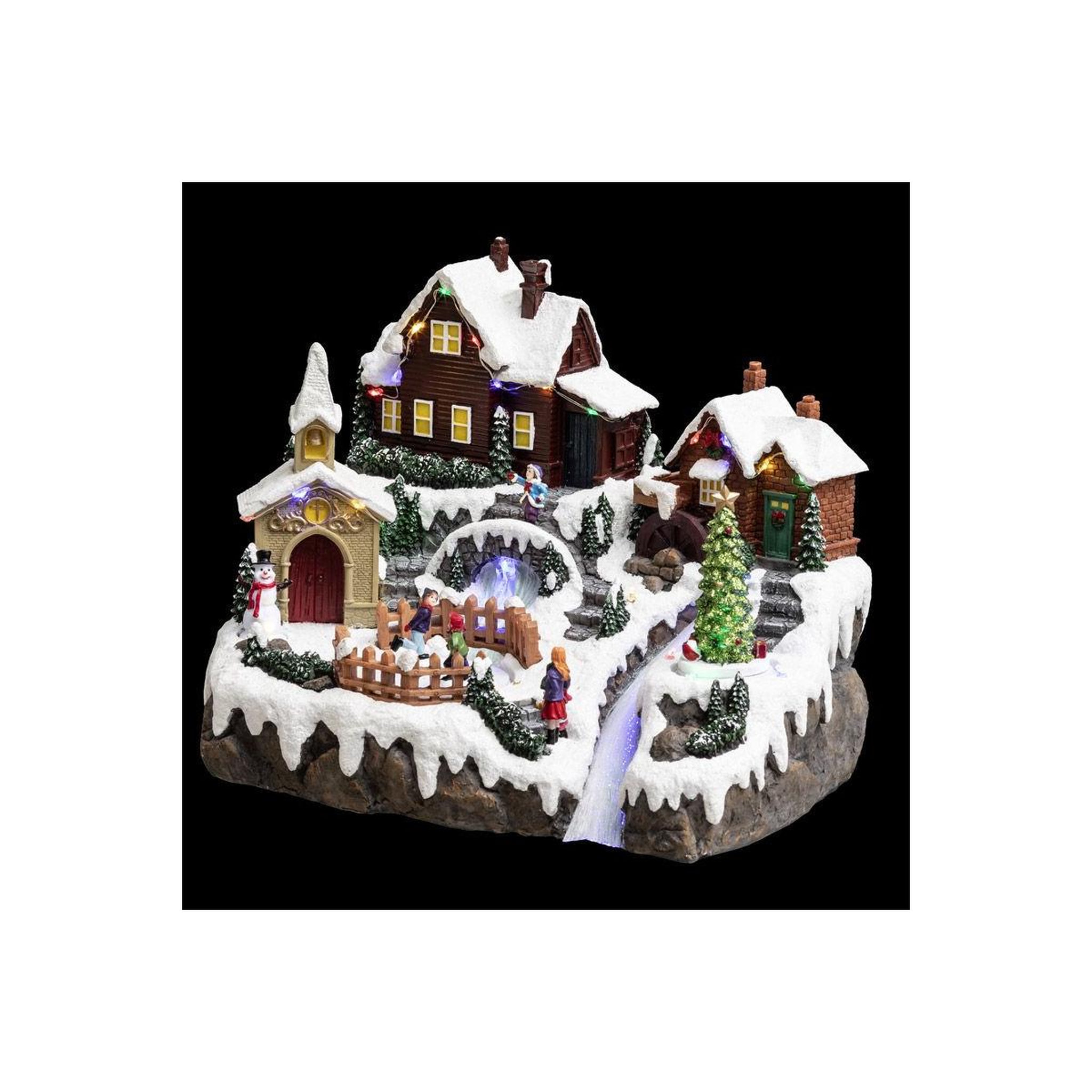 FEERIC LIGHT & CHRISTMAS Village de noël camp lac gelé  square  32cm multicolore