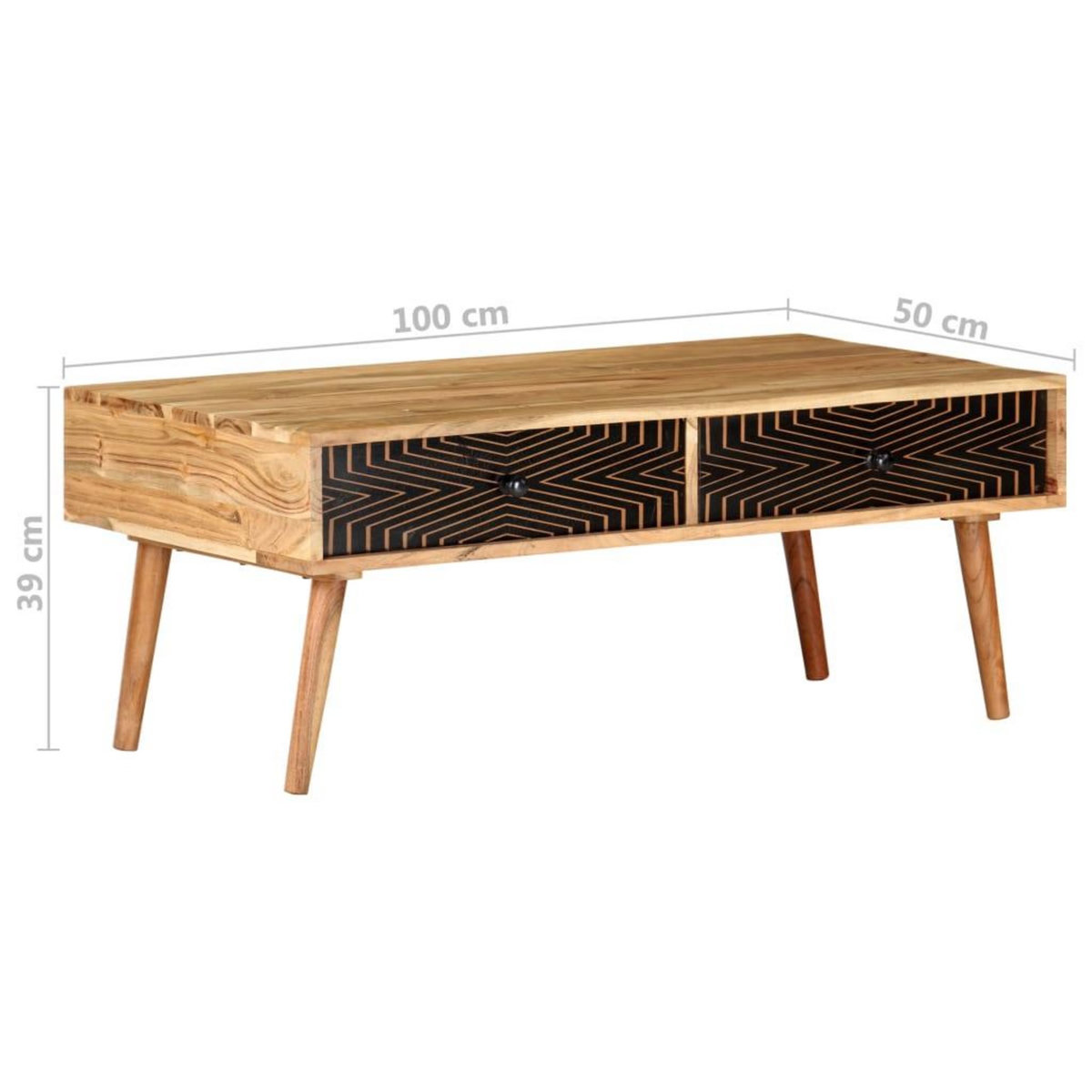 VIDAXL Table basse 100x50x39 cm Bois d'acacia solide