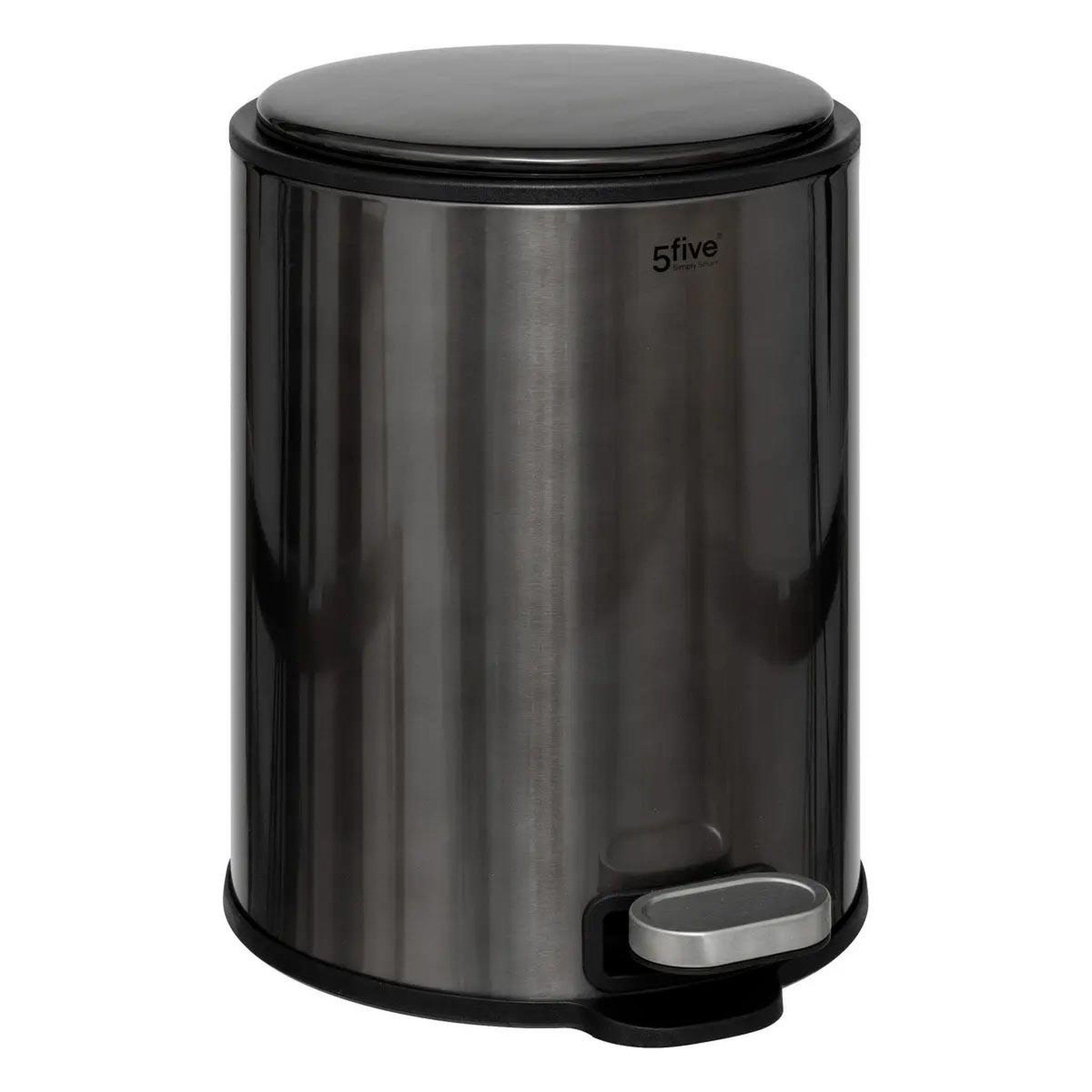 FIVE Poubelle en métal  delta  6l inox noir