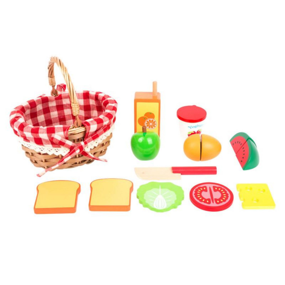 SMALL FOOT Small Foot - Picnic Basket with Wooden Cutting Food 11282