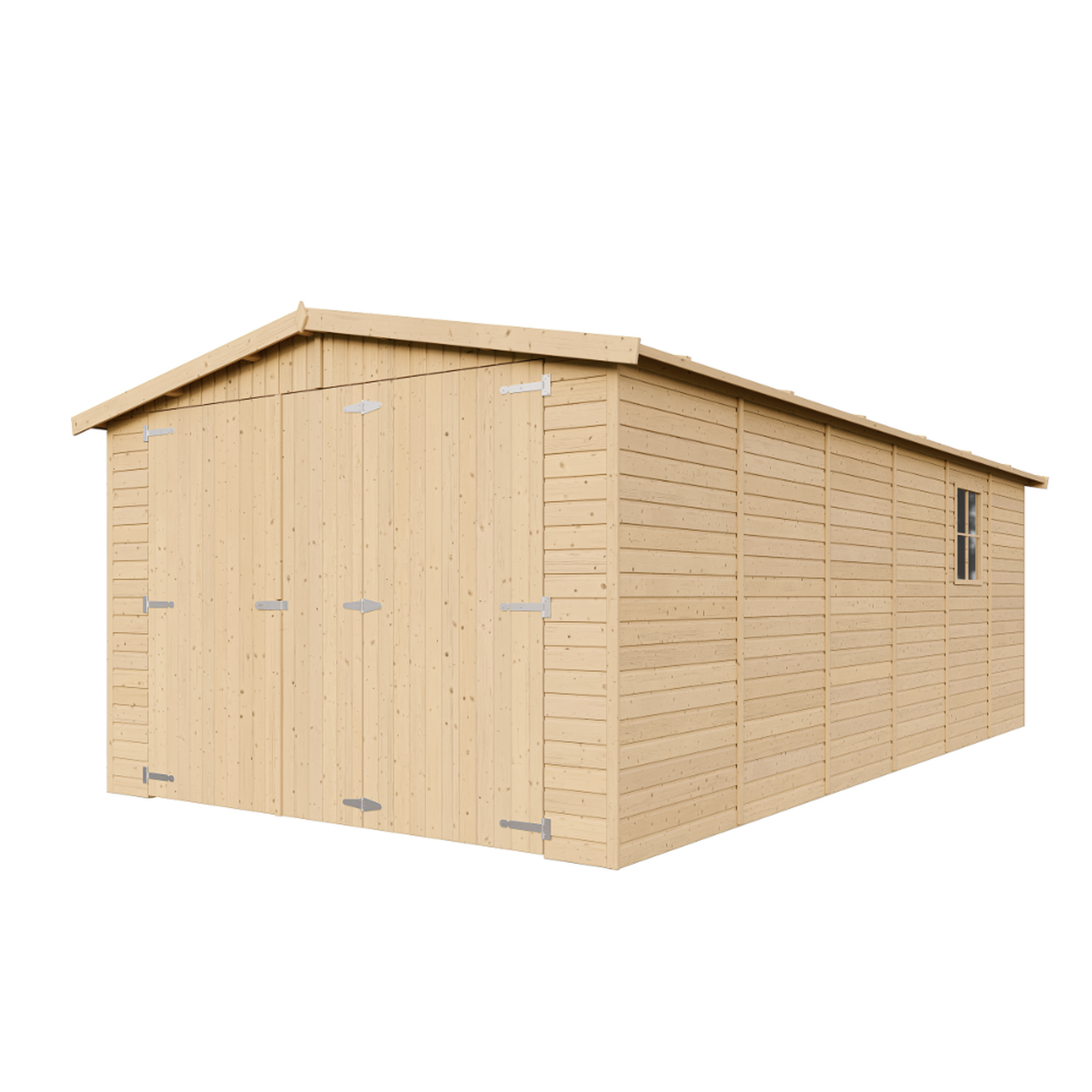 TIMBELA Garage en bois Naturel - H222X616x324 cm/18 m² M102