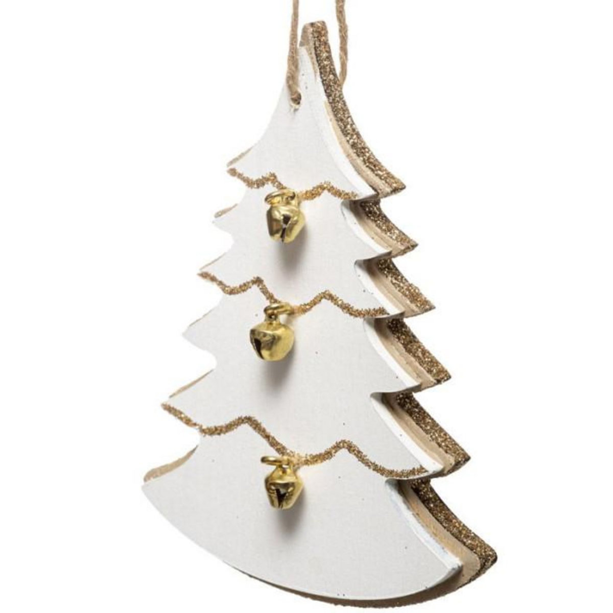 FEERIC LIGHT & CHRISTMAS Sujet de Noël Sapin  Cocon  20cm Blanc & Naturel