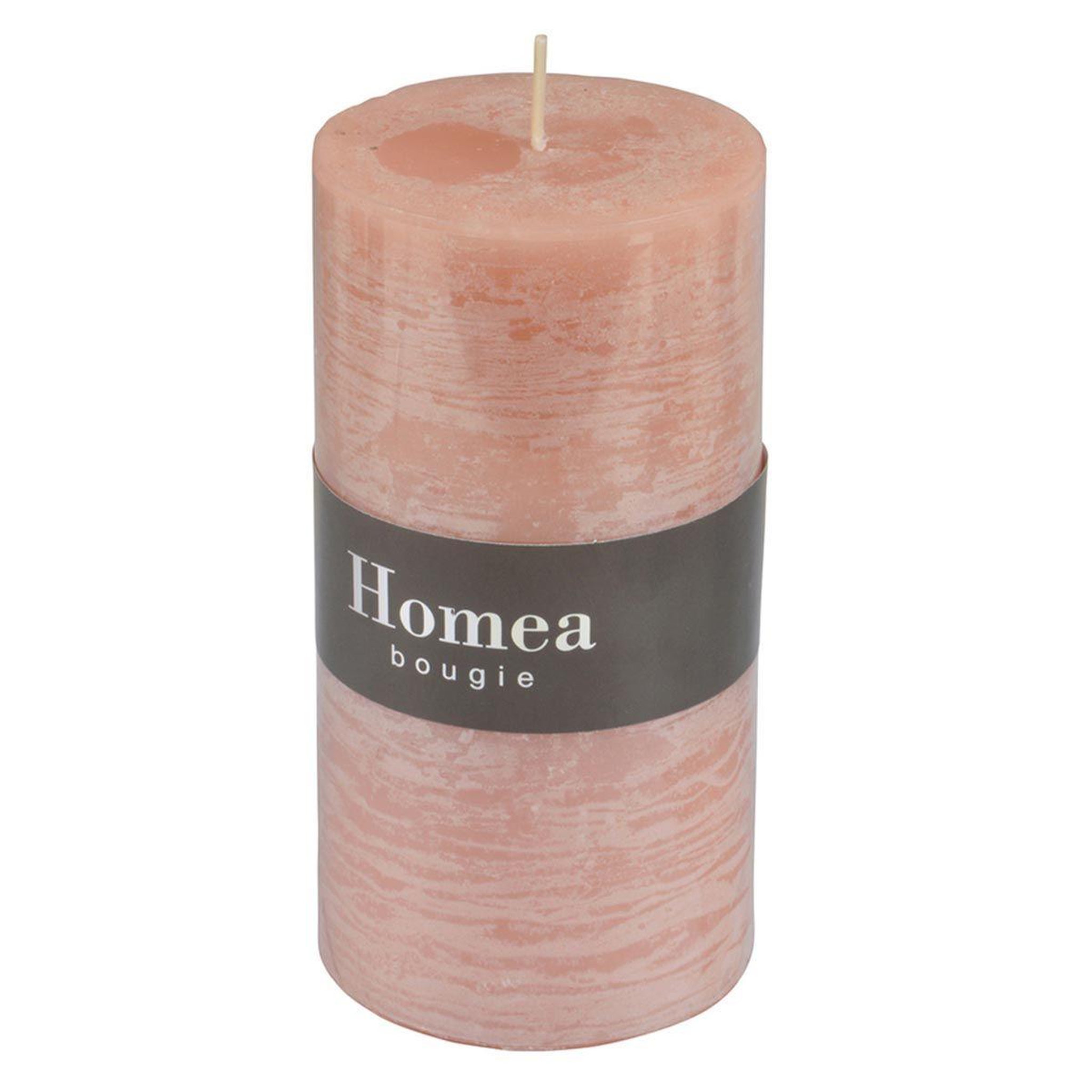 Voir la diapositive 2 : HOMEA Bougie pilier déco  rustique  13cm rose poudré