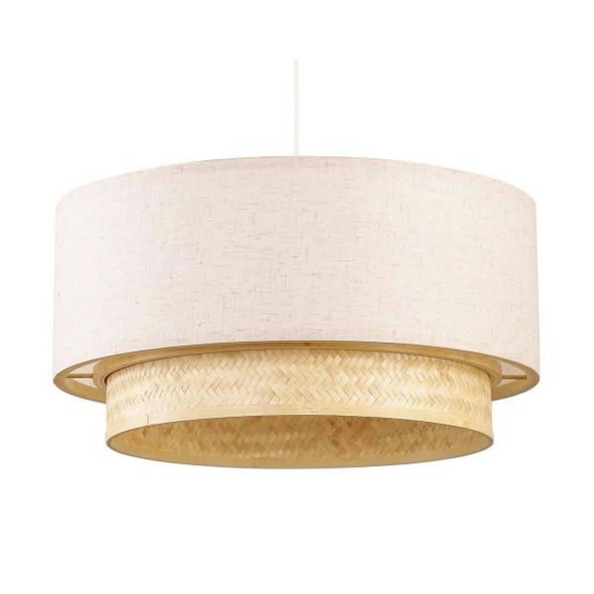 MARKET24 Suspension DKD Home Decor Polyester Blanc Marron Clair Bambou 50 W (50 x 50 x 25 cm)