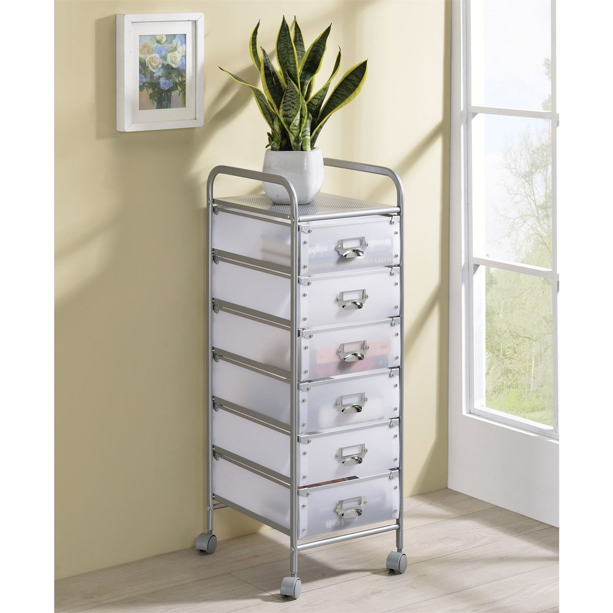 IDIMEX Caisson sur roulettes ROLI-1 desserte chariot avec 6 tiroirs en plastique, meuble de rangement pour salle de bain en métal