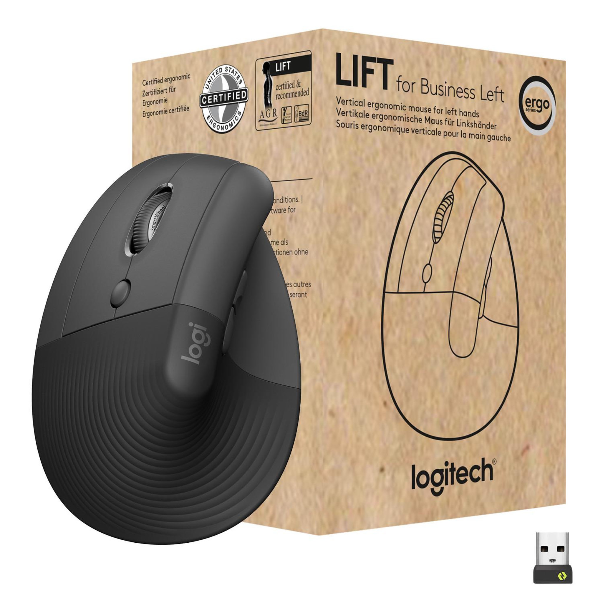 Voir la diapositive 2 : Logitech Logitech Lift for Business souris Gauche RF sans fil + Bluetooth Optique 4000 DPI
