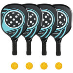 HOMCOM Lot de 4 raquettes de pickleball 4 balles jaune et sac de transport bleu noir