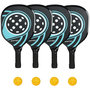 Voir la diapositive 1 : HOMCOM Lot de 4 raquettes de pickleball 4 balles jaune et sac de transport bleu noir