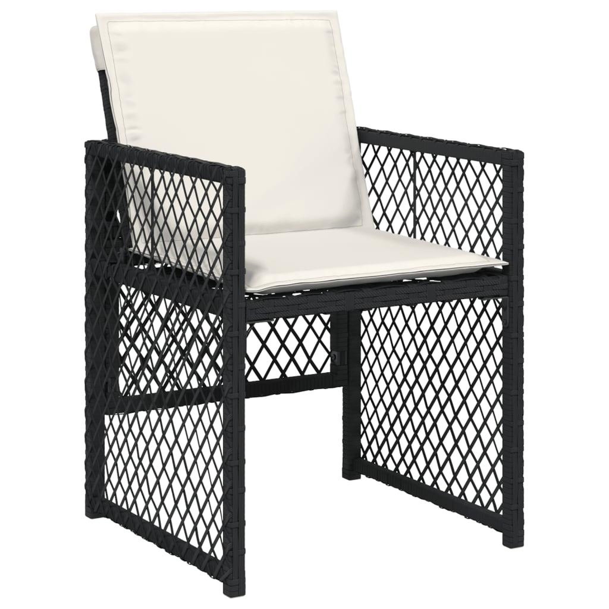 Voir la diapositive 3 : VIDAXL Ensemble a manger de jardin coussins 5pcs noir resine tressee