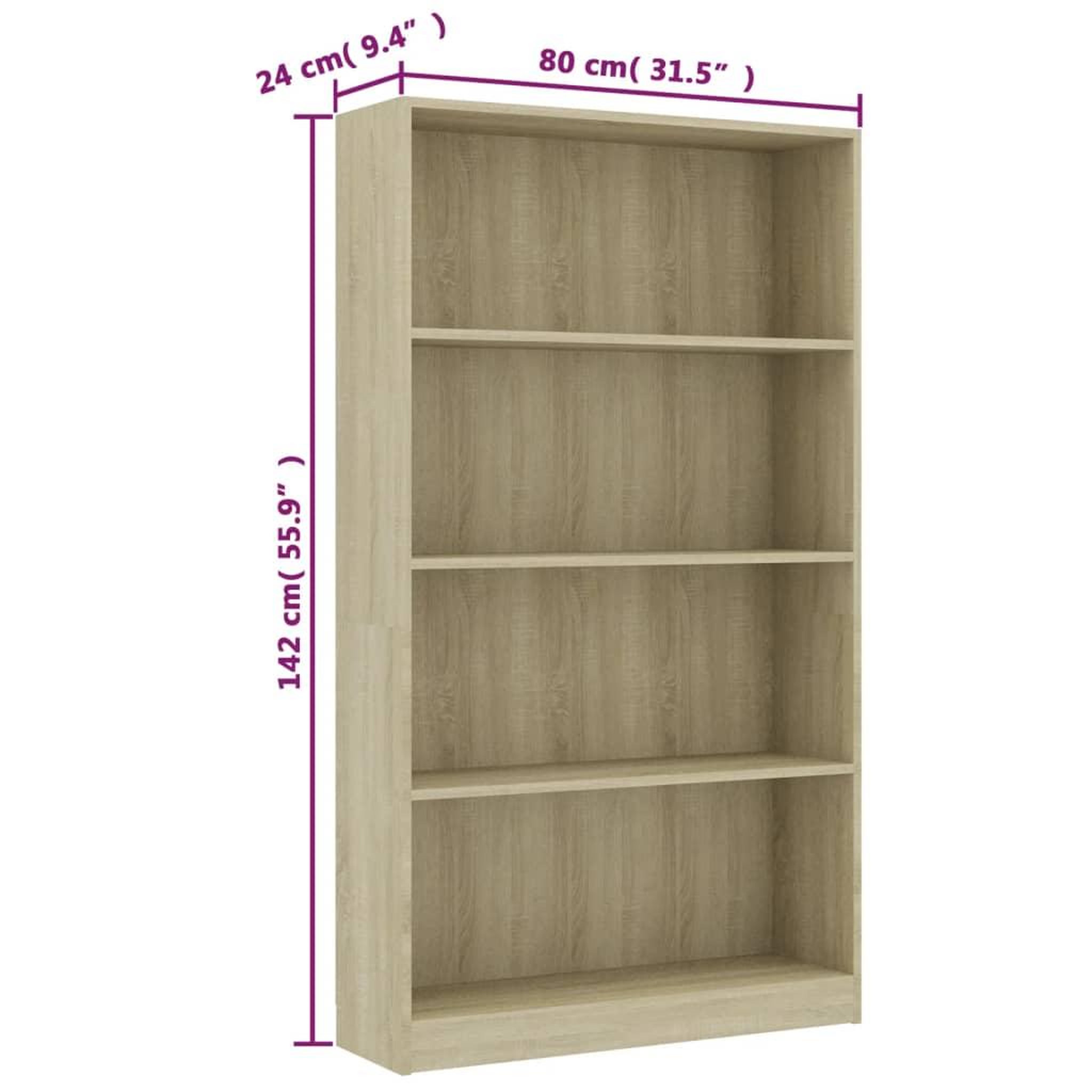 Voir la diapositive 6 : VIDAXL Bibliotheque a 4 niveaux Chene sonoma Bois d'ingenierie