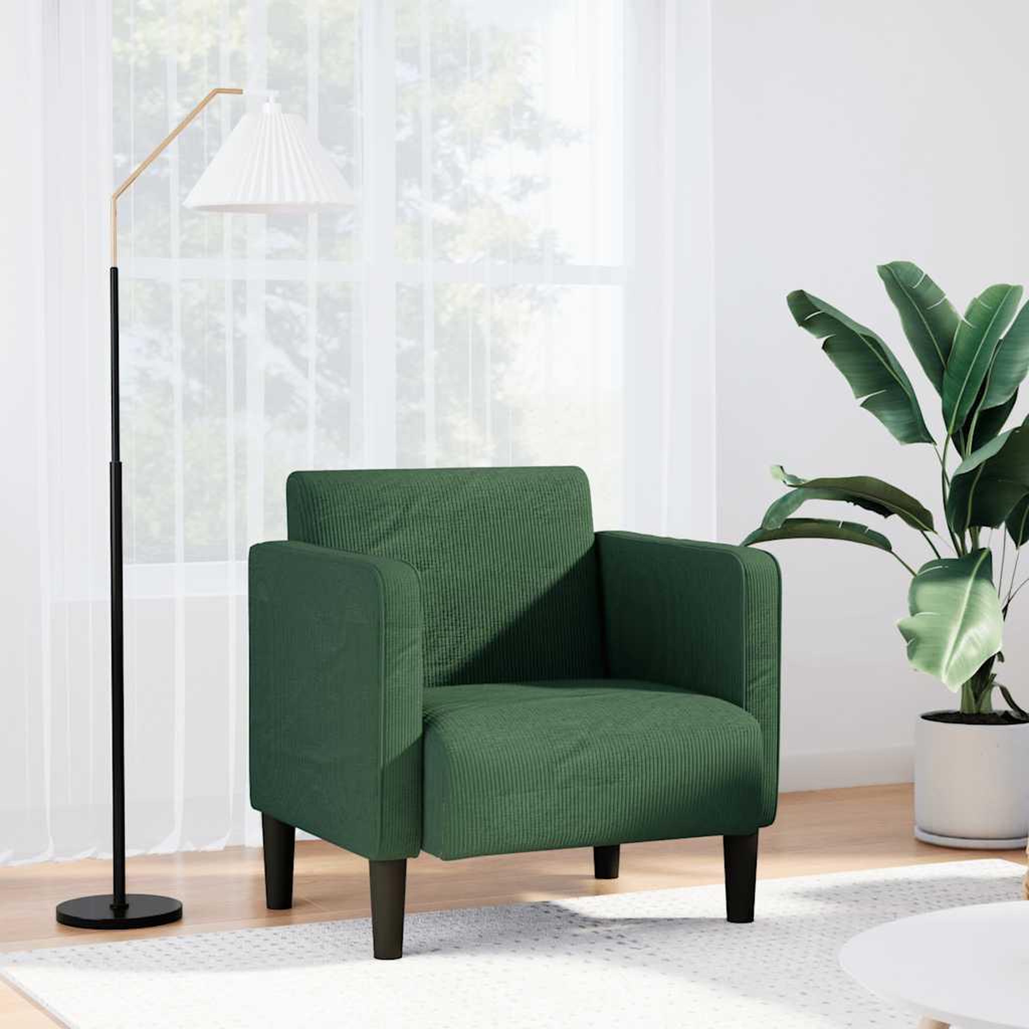 VIDAXL Canape-chaise accoudoirs vert jungle 54 cm tissu velours cotele